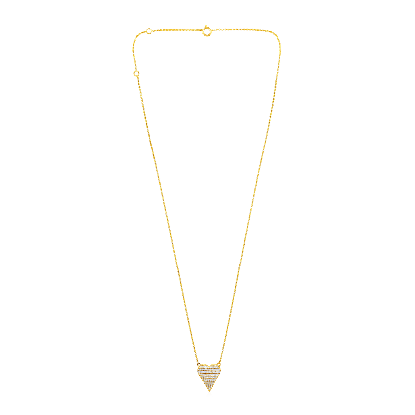 Solid Gold 0.2ct Natural Diamond Heart Love Studded Charm Necklace