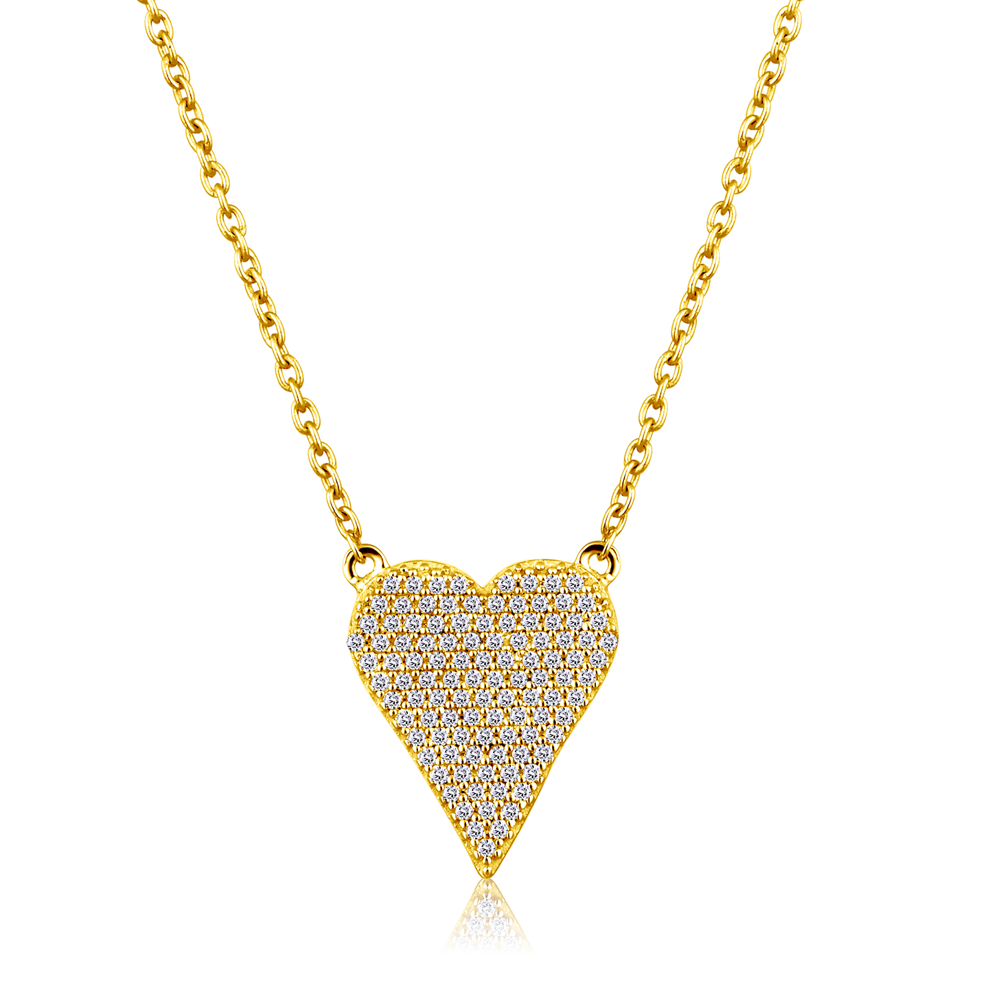 Solid Gold 0.2ct Natural Diamond Heart Love Studded Charm Necklace