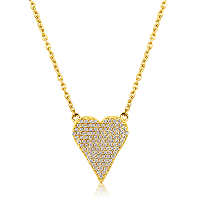 Solid Gold 0.2ct Natural Diamond Heart Love Studded Charm Necklace