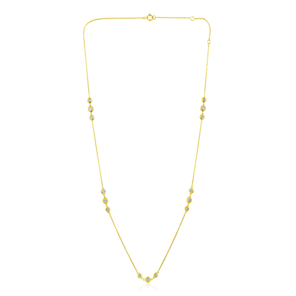 Solid Gold 0.8ct Natural Diamond By-Yard Cluster Bezel Necklace