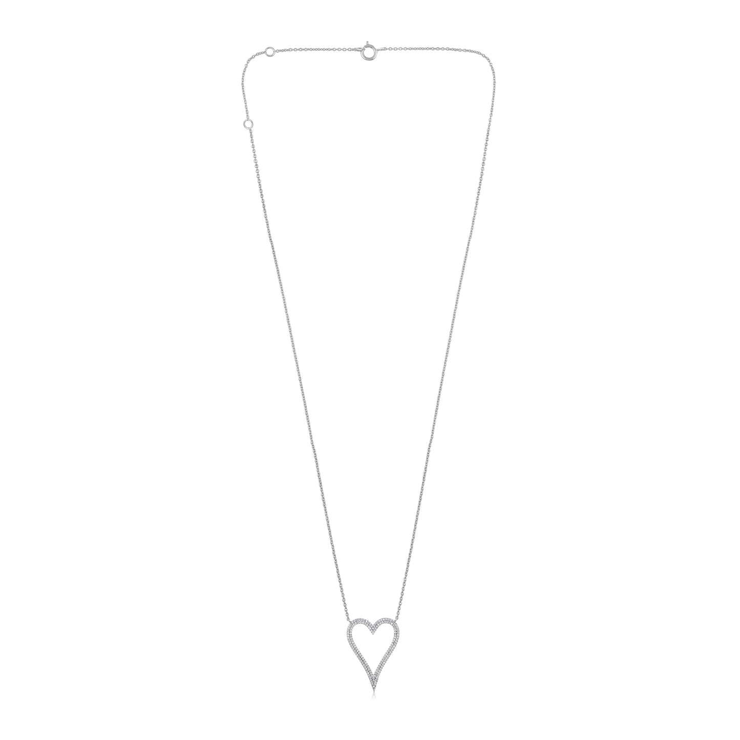 Solid Gold 0.3ct Natural Diamond Open Heart CutOut Pendant Necklace