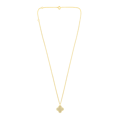 Solid Gold 0.4ct Natural Diamond Clover Studded Charm Necklace