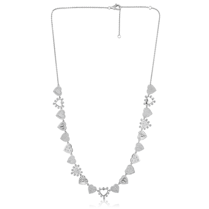 Solid Gold 1.3ct Natural Diamond Multi Heart Love Shape Spike Necklace