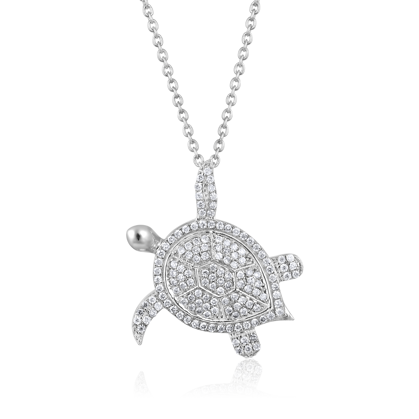 Solid Gold 0.3ct Natural Diamond Sea Turtle Tortoise Pendant Necklace