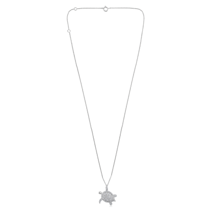 Solid Gold 0.3ct Natural Diamond Sea Turtle Tortoise Pendant Necklace