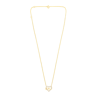 Solid Gold 0.1ct Natural Diamond Infinity Love Charm Heart Necklace