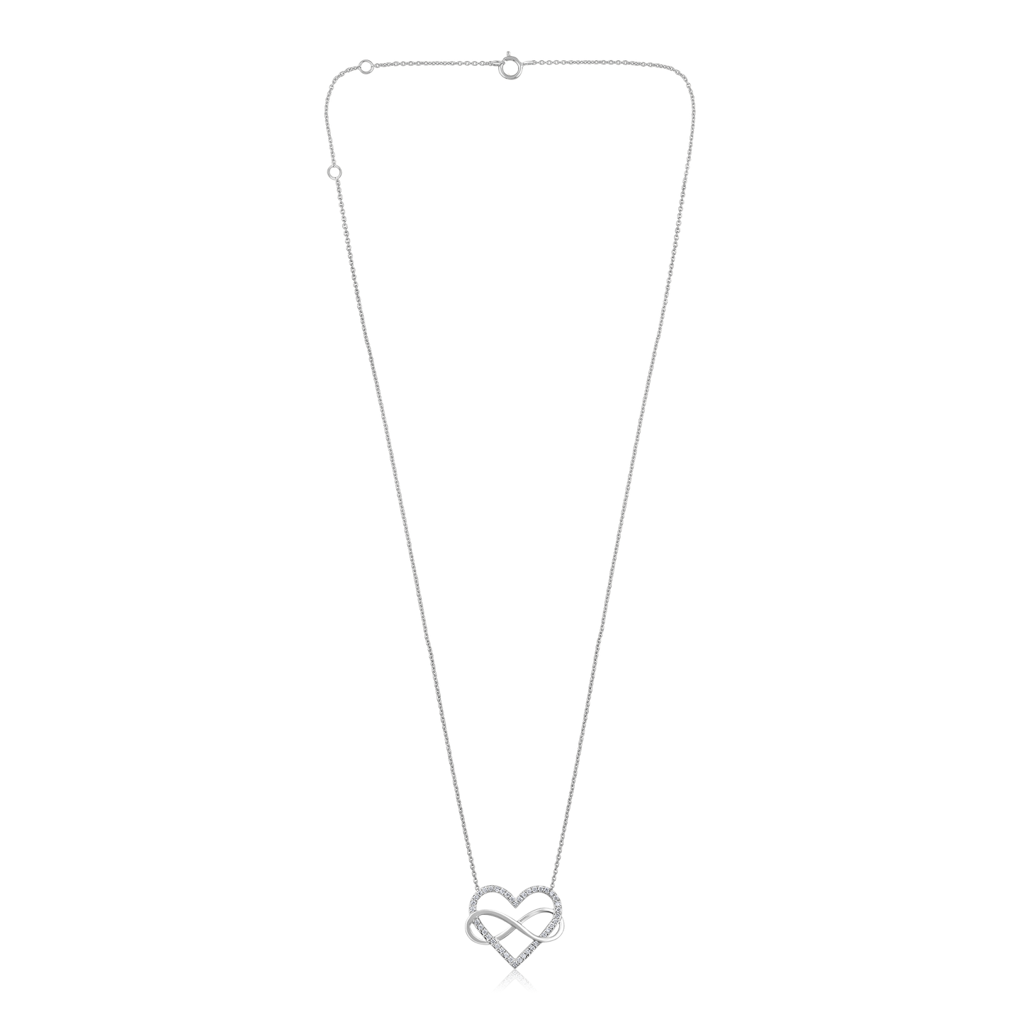Solid Gold 0.1ct Natural Diamond Intertwined Heart Infinity Necklace