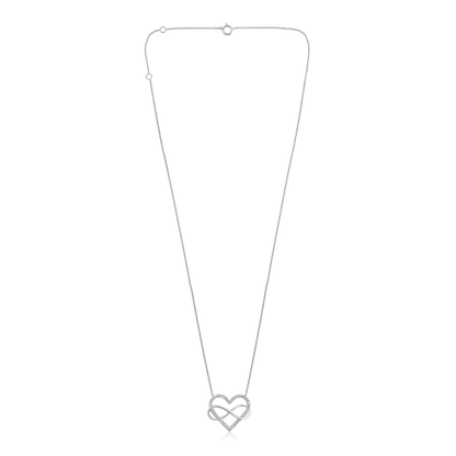Solid Gold 0.1ct Natural Diamond Intertwined Heart Infinity Necklace