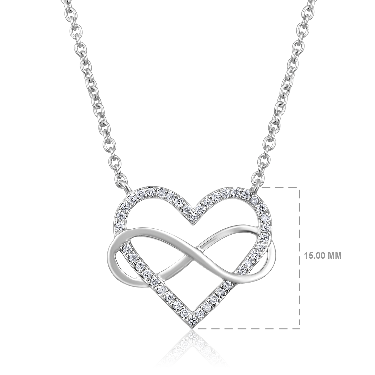 Solid Gold 0.1ct Natural Diamond Intertwined Heart Infinity Necklace