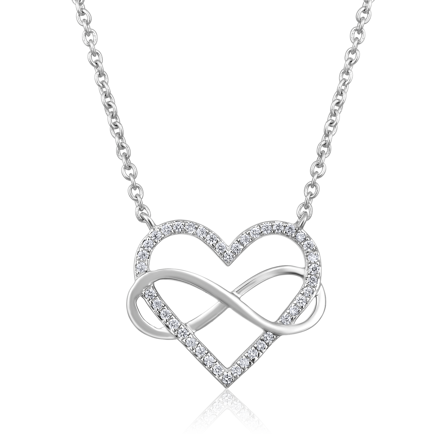 Solid Gold 0.1ct Natural Diamond Intertwined Heart Infinity Necklace