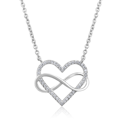 Solid Gold 0.1ct Natural Diamond Intertwined Heart Infinity Necklace