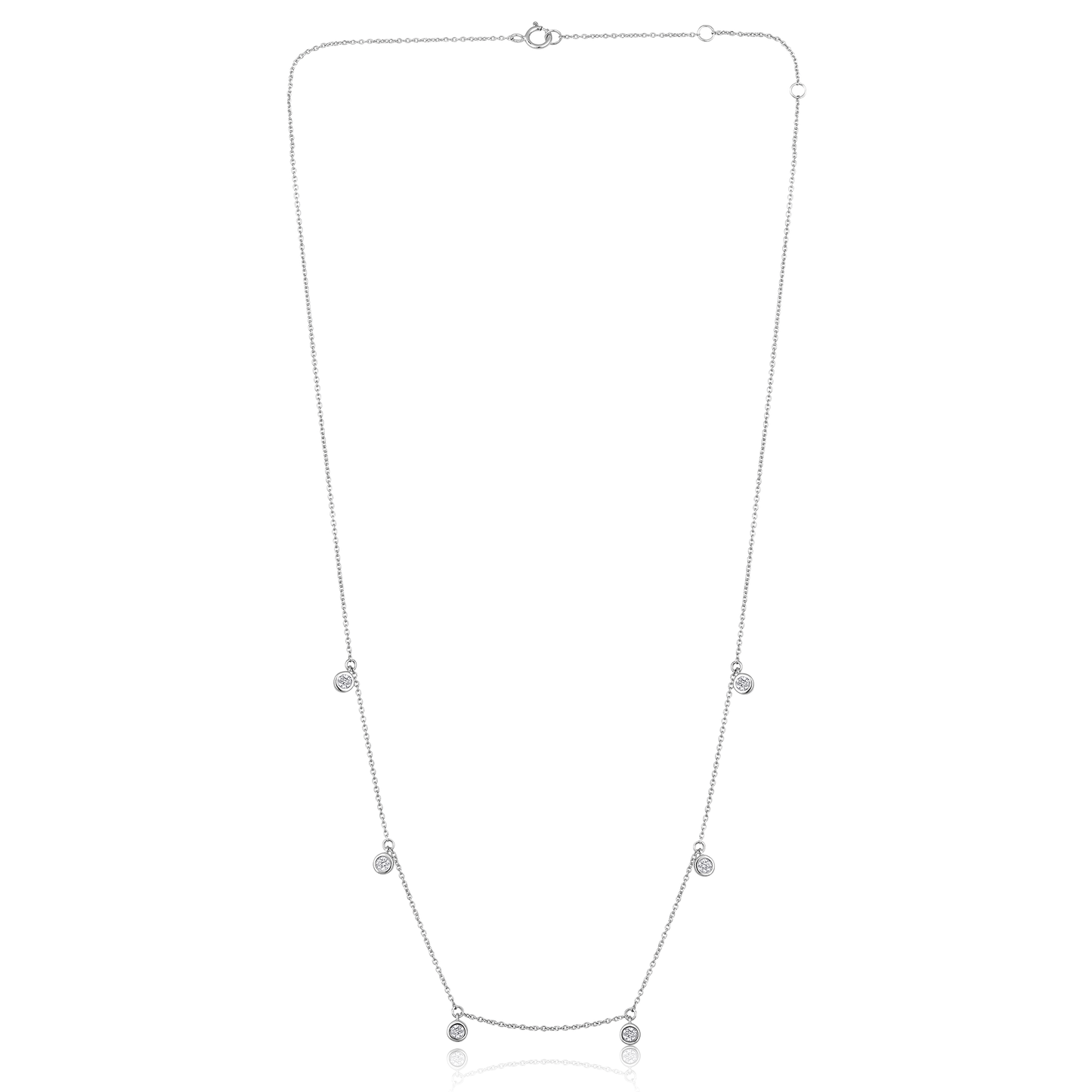 Solid Gold 0.3ct Natural Diamond By Yard Dangle Drop Station Necklace