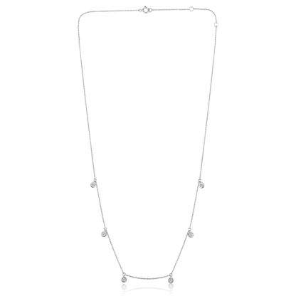 Solid Gold 0.3ct Natural Diamond By Yard Dangle Drop Station Necklace