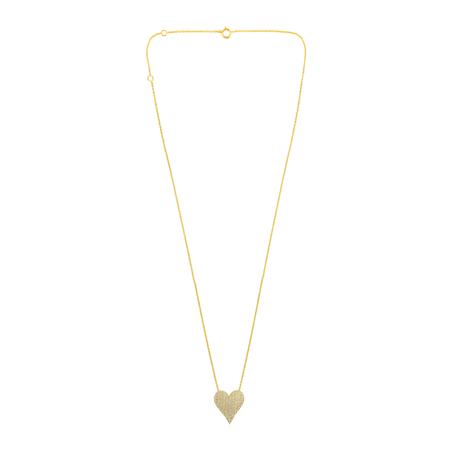 Solid Gold 0.44ct Natural Diamond Heart Love Studded Charm Necklace