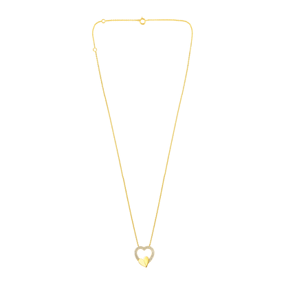 Solid Gold 0.14ct Natural Diamond Double Heart Flying Charm Necklace