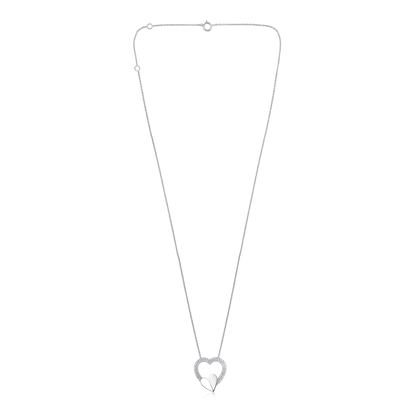 Solid Gold 0.2ct Natural Diamond Linked Double Heart Pendant Necklace