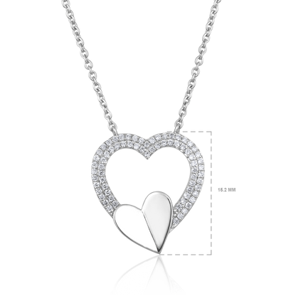 Solid Gold 0.2ct Natural Diamond Linked Double Heart Pendant Necklace