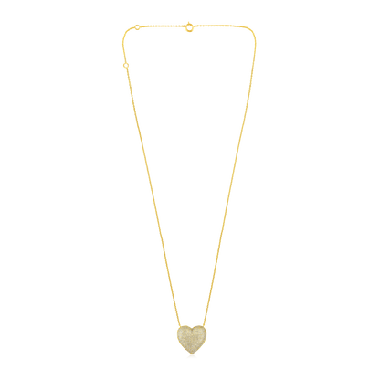 Solid Gold 0.61ct Natural Diamond Heart Love Dome Curved Big Necklace