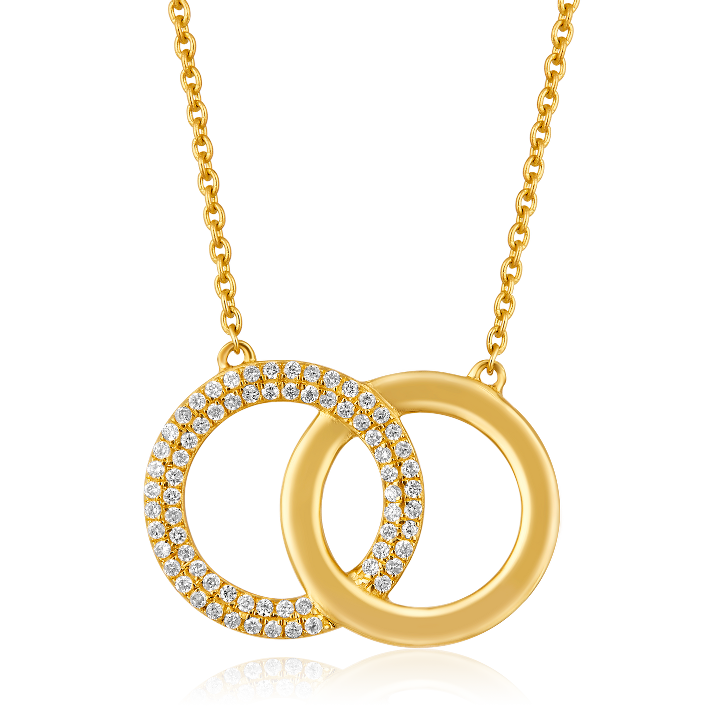 Solid Gold 0.13ct Natural Diamond Circle Interlinked Necklace