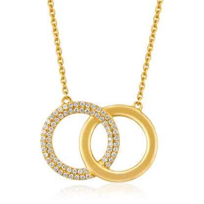 Solid Gold 0.13ct Natural Diamond Circle Interlinked Necklace