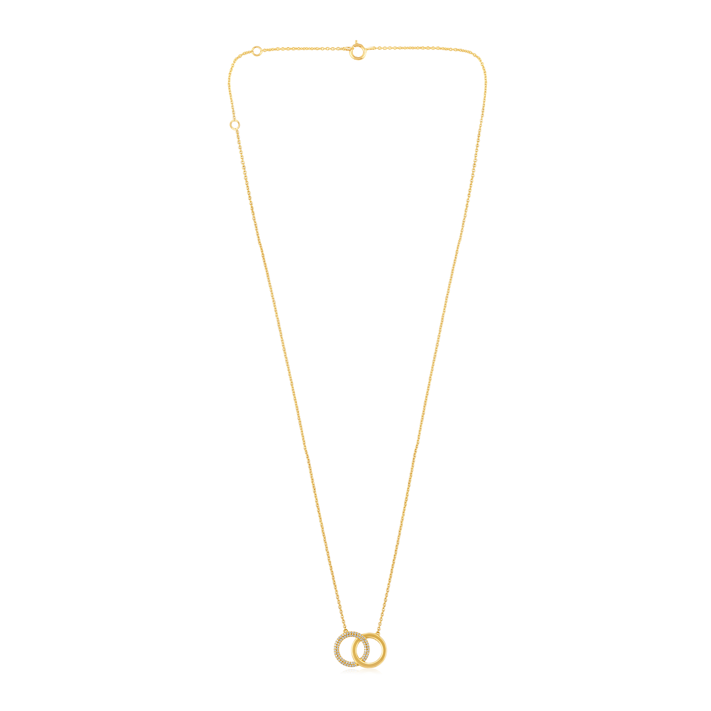 Solid Gold 0.13ct Natural Diamond Circle Interlinked Necklace