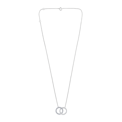 Solid Gold 0.14ct Natural Diamond Interlock DoubleHoop Infiniti Necklace