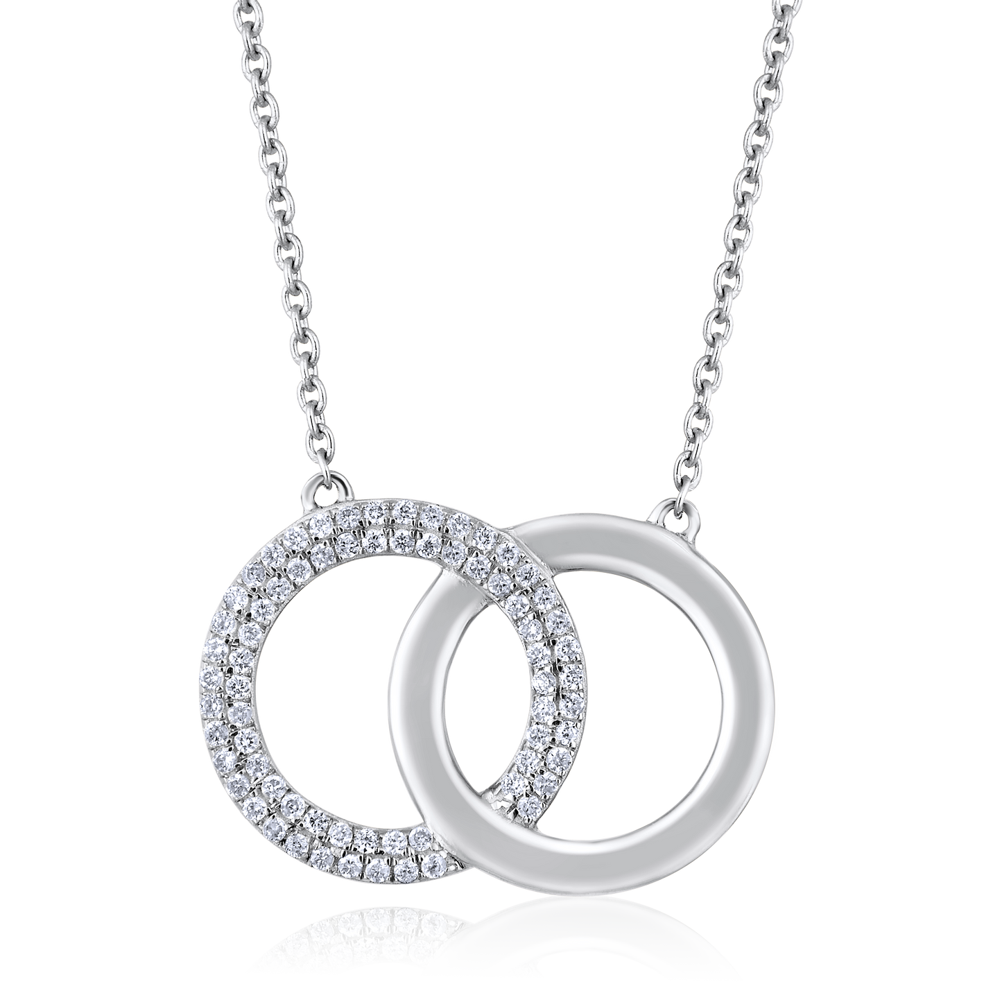 Solid Gold 0.14ct Natural Diamond Interlock DoubleHoop Infiniti Necklace