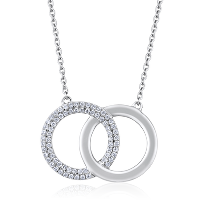 Solid Gold 0.14ct Natural Diamond Interlock DoubleHoop Infiniti Necklace