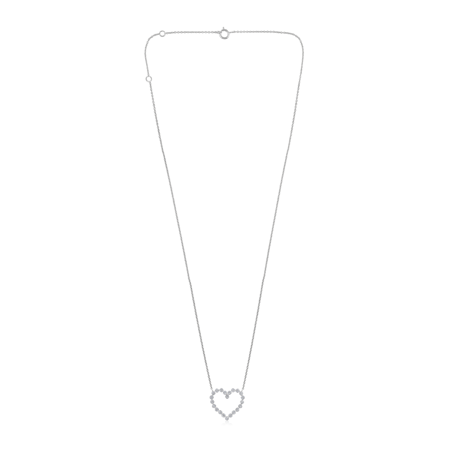 Solid Gold 0.2ct Natural Diamond Heart Love Bead Charm Necklace