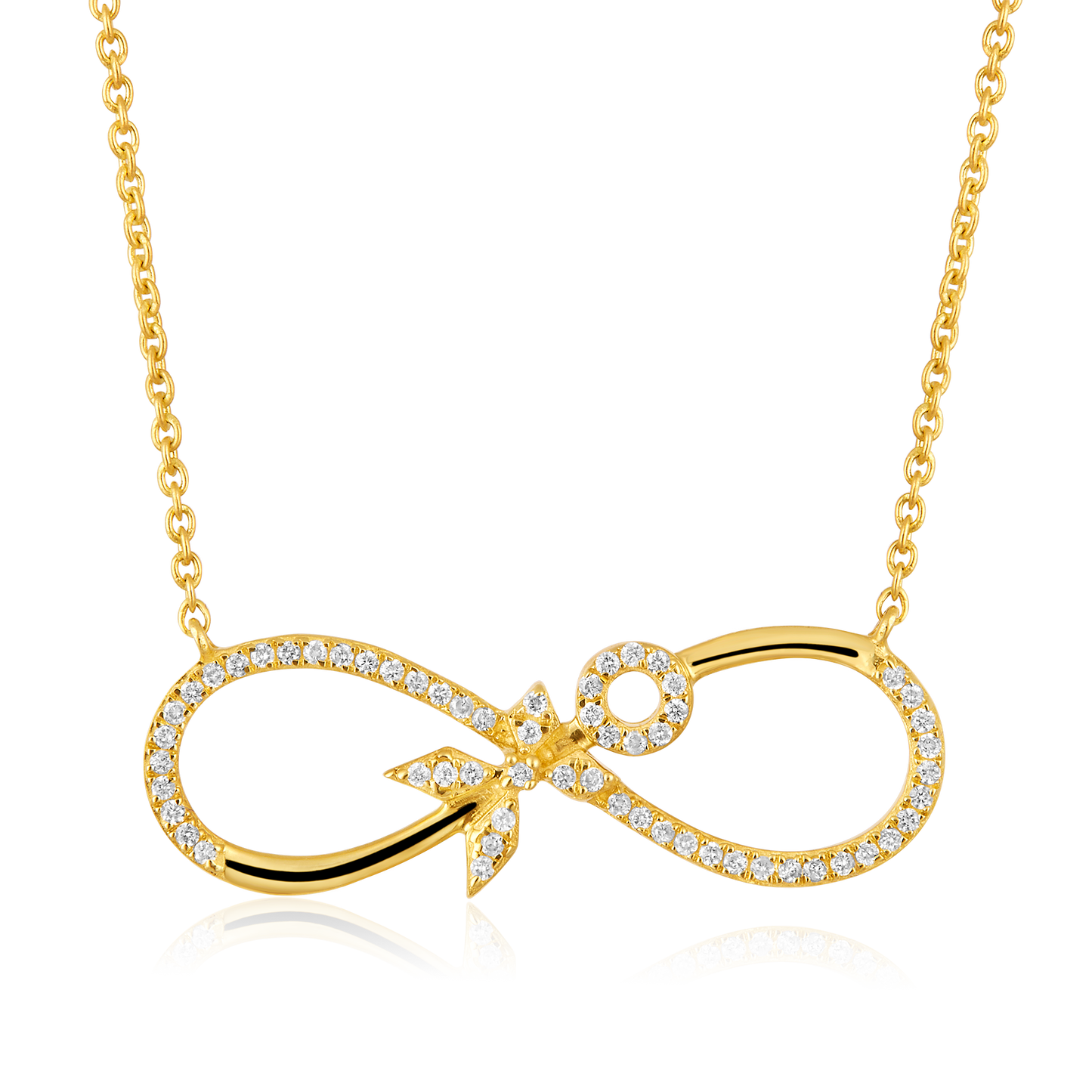 Solid Gold 0.12ct Natural Diamond Infinity Girl Power Pendant Necklace