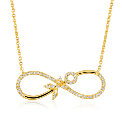 Solid Gold 0.12ct Natural Diamond Infinity Girl Power Pendant Necklace