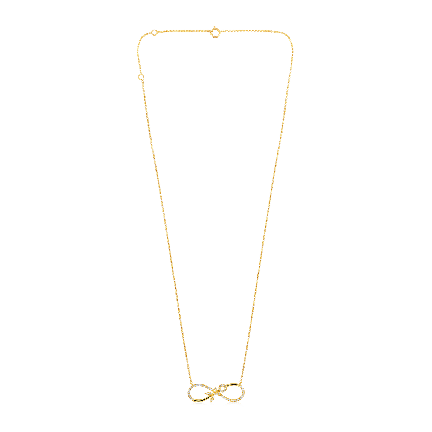 Solid Gold 0.12ct Natural Diamond Infinity Girl Power Pendant Necklace