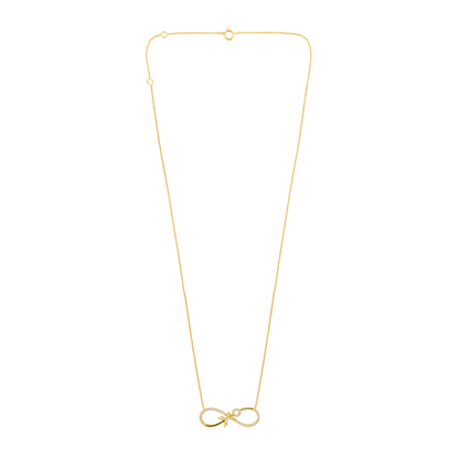 Solid Gold 0.12ct Natural Diamond Infinity Girl Power Pendant Necklace