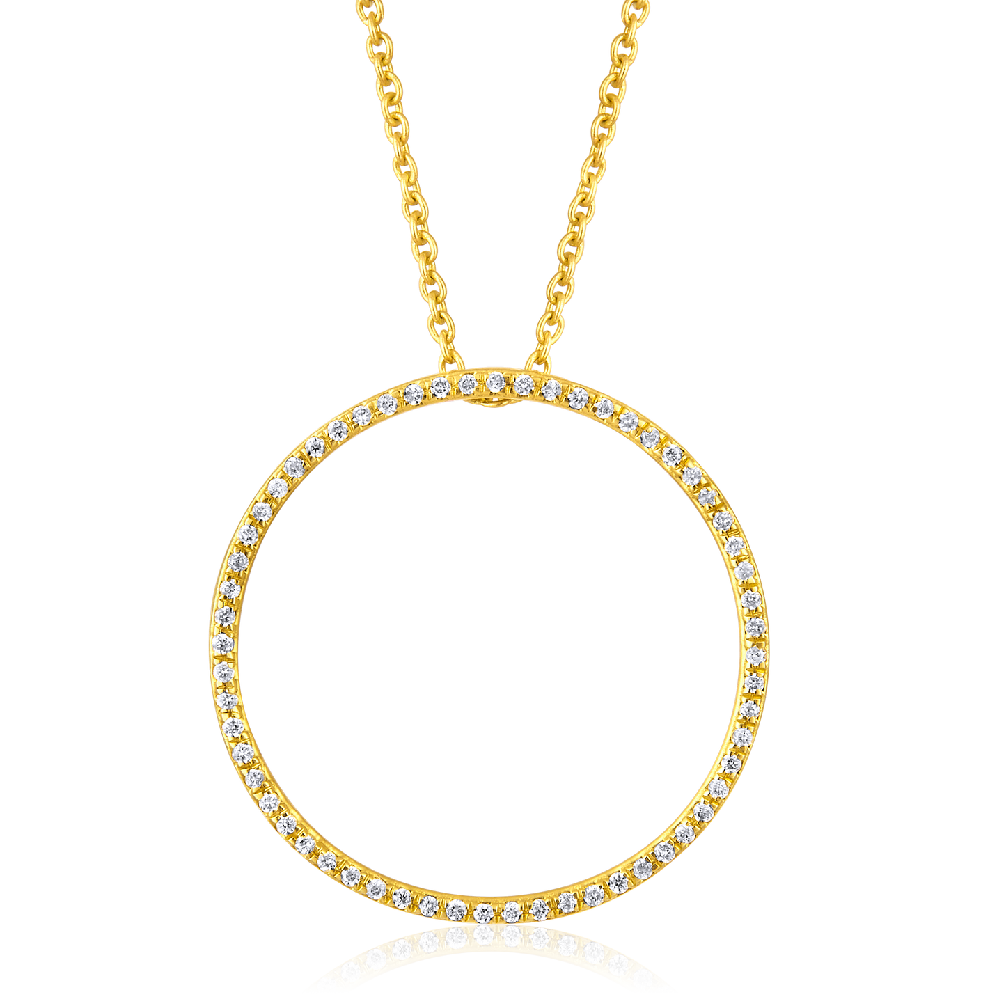 Solid Gold 0.11ct Natural Diamond Circle Ring Charm Pendant Necklace
