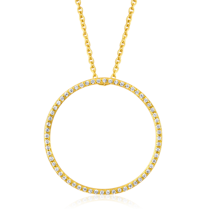 Solid Gold 0.11ct Natural Diamond Circle Ring Charm Pendant Necklace