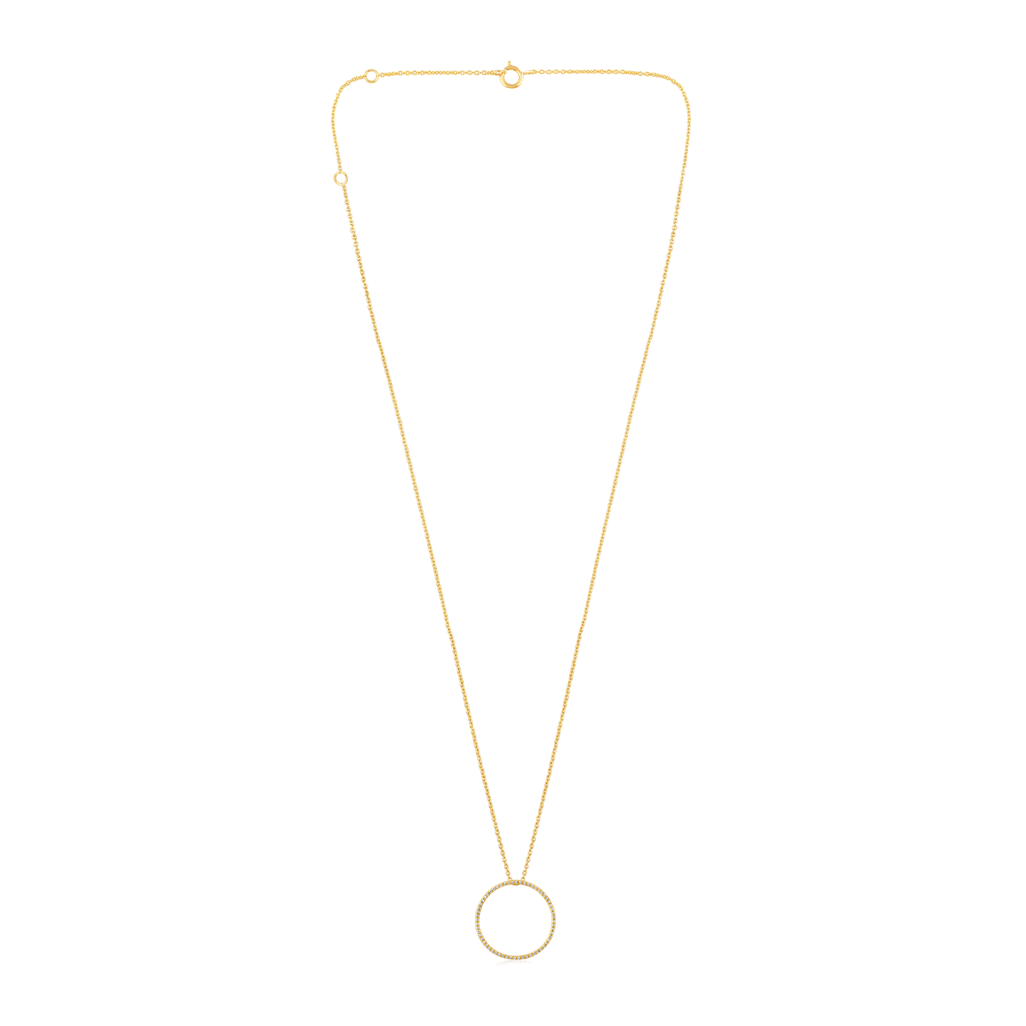 Solid Gold 0.11ct Natural Diamond Circle Ring Charm Pendant Necklace