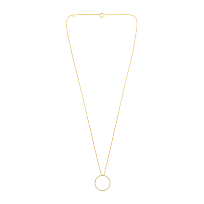 Solid Gold 0.11ct Natural Diamond Circle Ring Charm Pendant Necklace