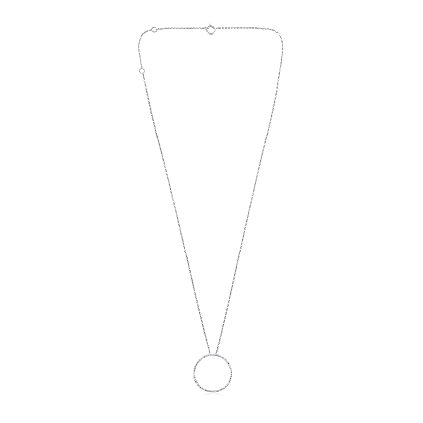 Solid Gold 0.11ct Natural Diamond Circle Of Life Big Halo Charm Necklace
