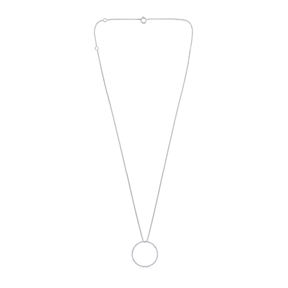 Solid Gold 0.11ct Natural Diamond Circle Of Life Big Halo Charm Necklace