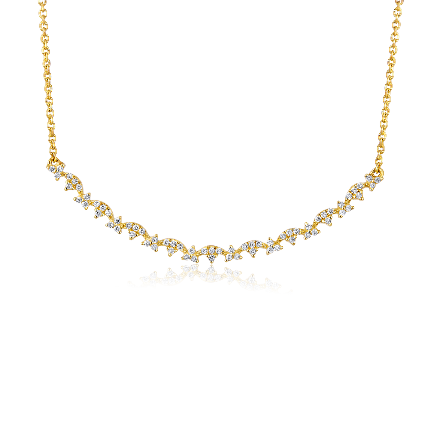 Solid Gold 0.13ct Natural Diamond Curved Bar Necklace