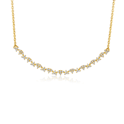 Solid Gold 0.13ct Natural Diamond Curved Bar Necklace