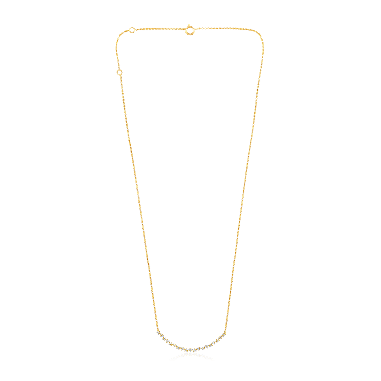 Solid Gold 0.13ct Natural Diamond Curved Bar Necklace