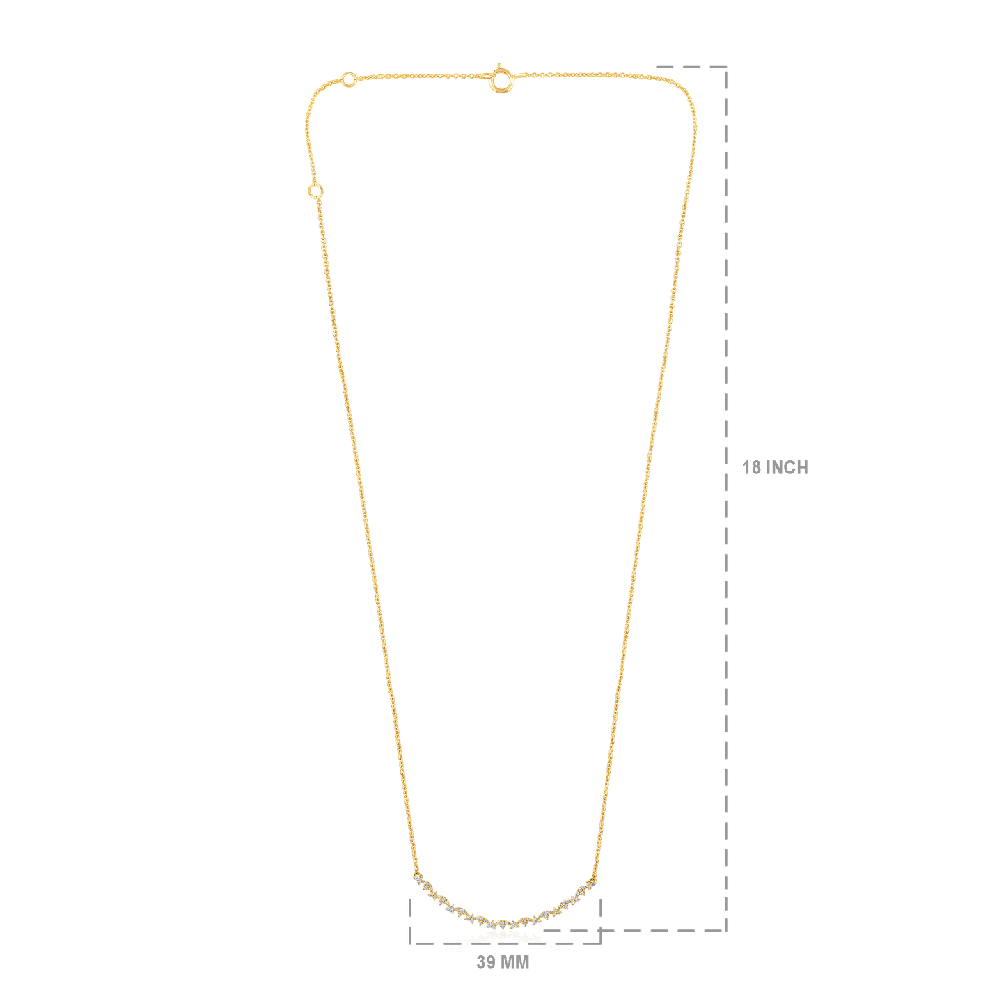 Solid Gold 0.13ct Natural Diamond Curved Bar Necklace