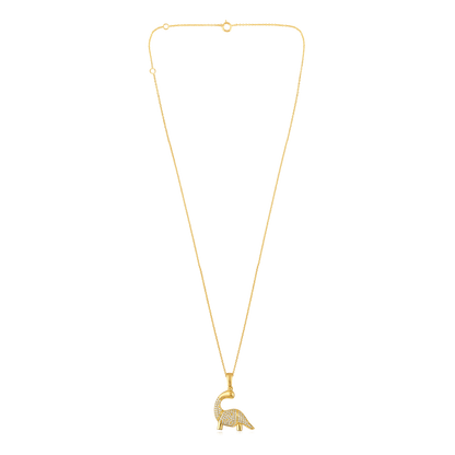 Solid Gold 0.2ct Natural Diamond Dinosaur Charm Pendant Necklace
