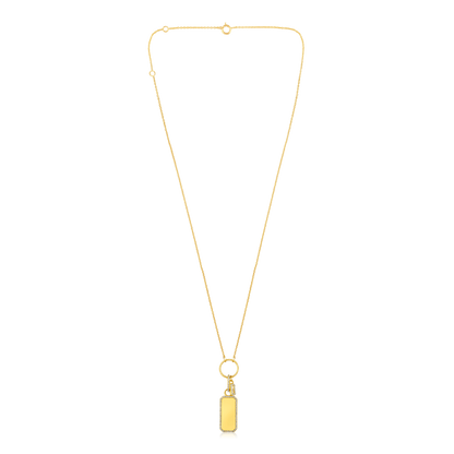 Solid Gold 0.14ct Natural Diamond Bubble Tag Ring Charm Necklace