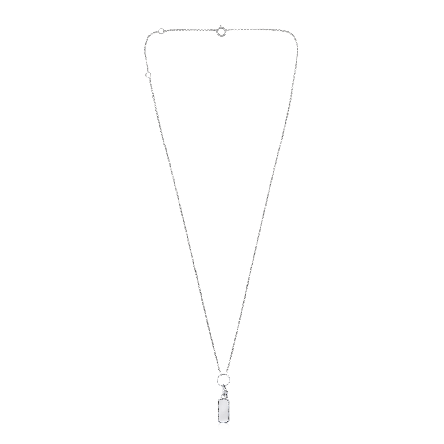 Solid Gold 0.14ct Natural Diamond Double Tag Bar Ring Locket Necklace