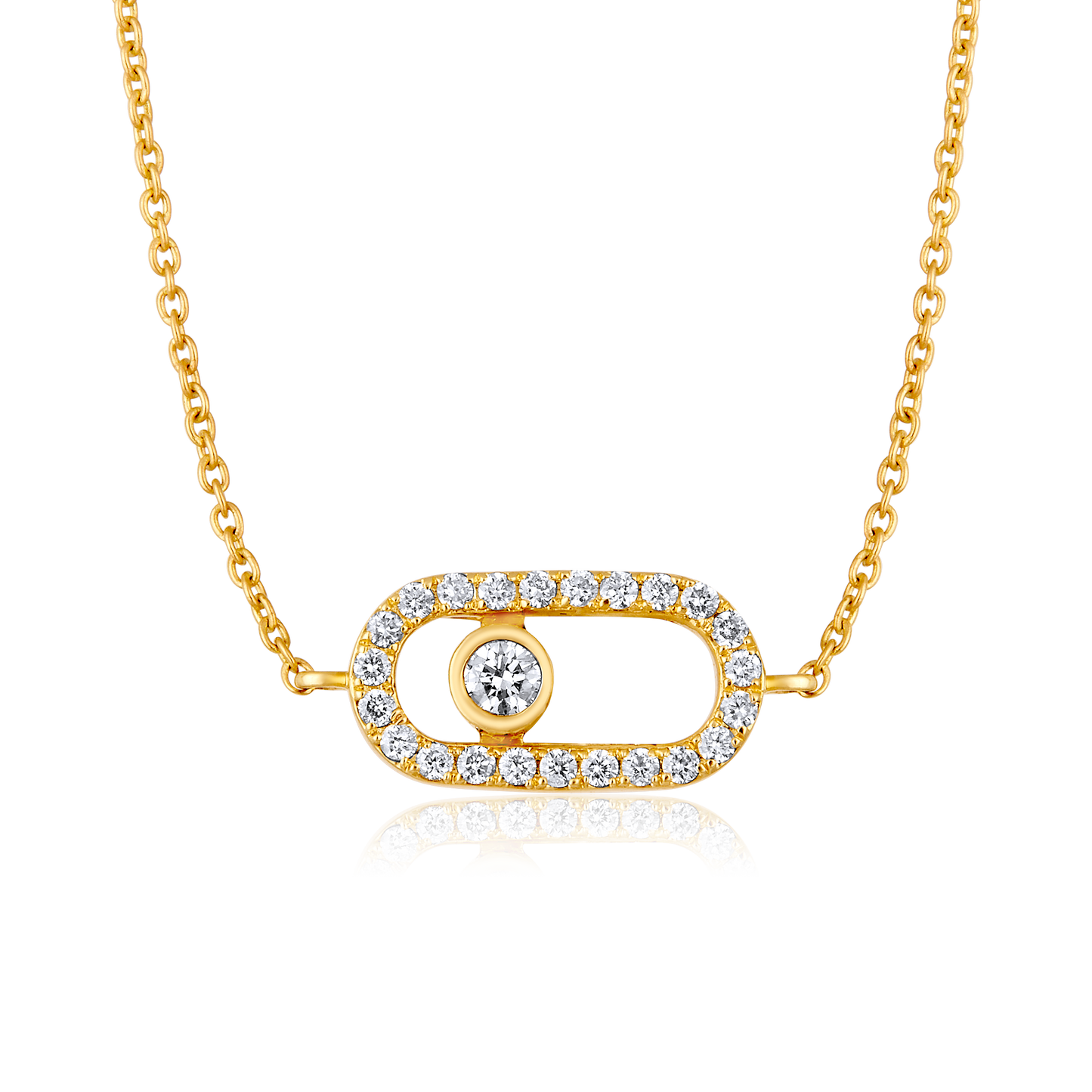 Solid Gold 0.2ct Natural Diamond Move Uno Charm Pendant Necklace