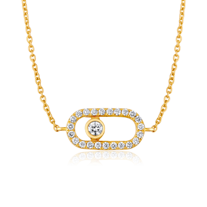 Solid Gold 0.2ct Natural Diamond Move Uno Charm Pendant Necklace