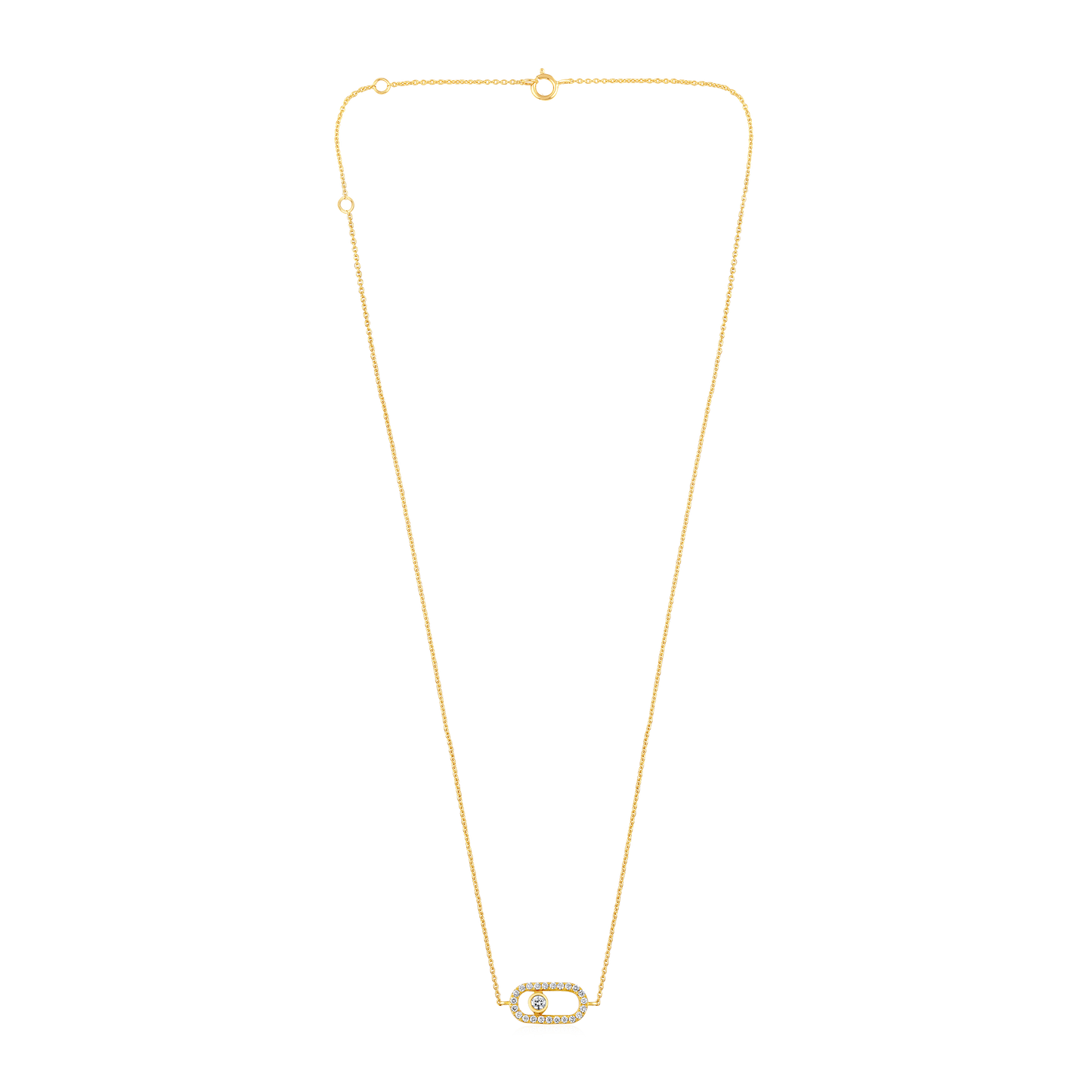 Solid Gold 0.2ct Natural Diamond Move Uno Charm Pendant Necklace