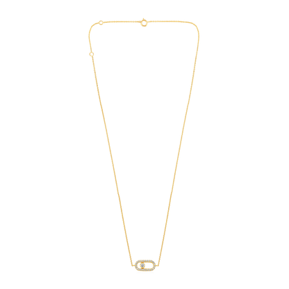 Solid Gold 0.2ct Natural Diamond Move Uno Charm Pendant Necklace